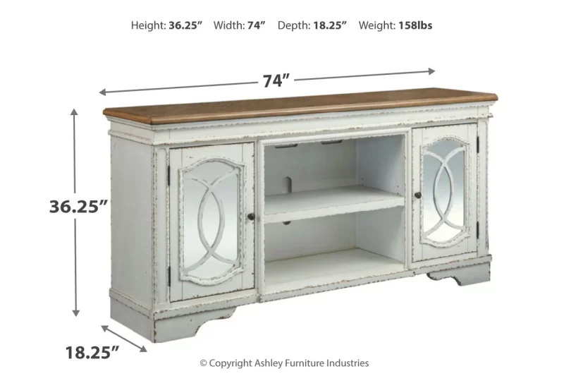 Detailshttps://www.ashleyfurniture.com/p/realyn_74_tv_stand/W743-68.html Realyn 74" TV Stand